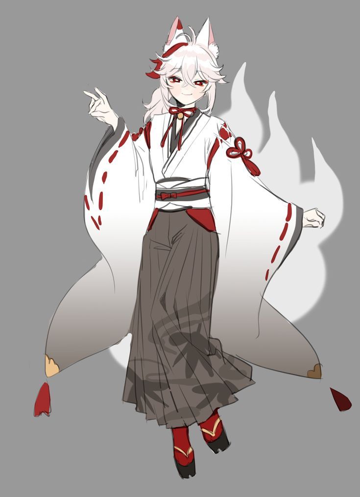 an anime character with white hair and red shoes