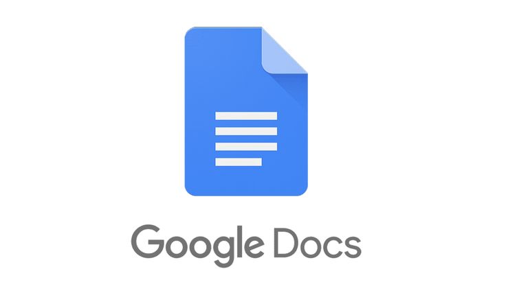 the google docs logo is shown in blue and gray, as well as an image of