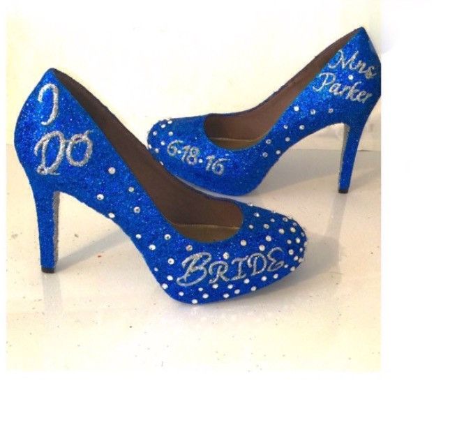 Sparkly Royal Blue Glitter Heels wedding bride Peep toe or Pumps shoes Personalized Blue Glitter Heels, Tiffany Blue Heels, Blue Heels Wedding, Cobalt Blue Weddings, Low Heels Wedding, Royal Blue Wedding Shoes, Blue Bridal Shoes, Navy Blue Heels, Wedding Shoes Comfortable