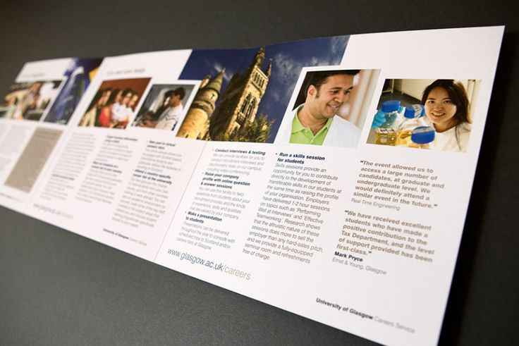 a brochure with pictures of people on it