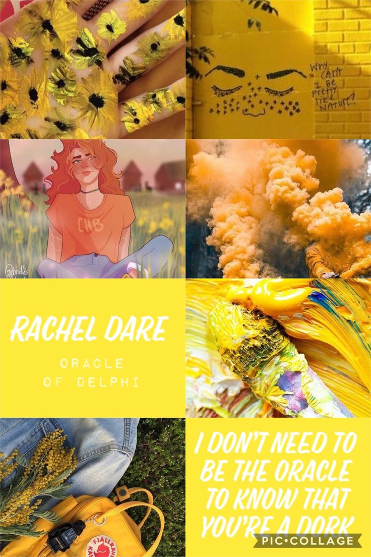 a collage of photos with yellow flowers and words that say, i don't need to be the oracle to know that you're a dork