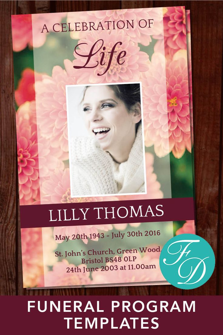 Pink Funeral Program Template | Pink Obituary Template | Pink Order of ...