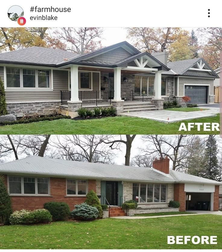 before and after photos of a house in the suburbs