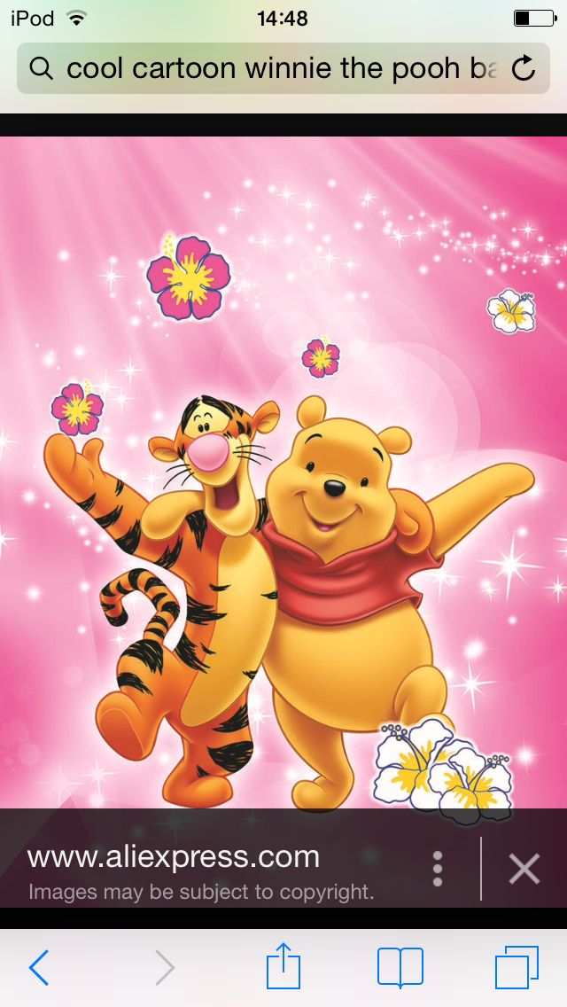 winnie the pooh and tigger dancing together on a pink background with flowers in the foreground