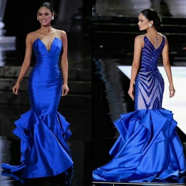 Iconic Pia Wurtzbach evening gown for Miss Universe 2015 in Albert Andrada Gown  #missuniverse2015 #pinay #filipina #philippines Beauty Pageant Gowns, Gown Miss Universe, Diamond Gown, Miss Universe Dresses, Dayana Mendoza, Pia Wurtzbach, Miss Universe 2015, Beautiful Evening Gowns, Sketches Dresses