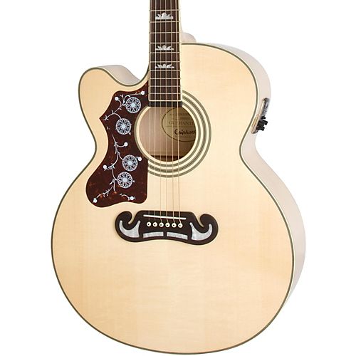 an acoustic guitar is shown against a white background with flowers on the fret and strings