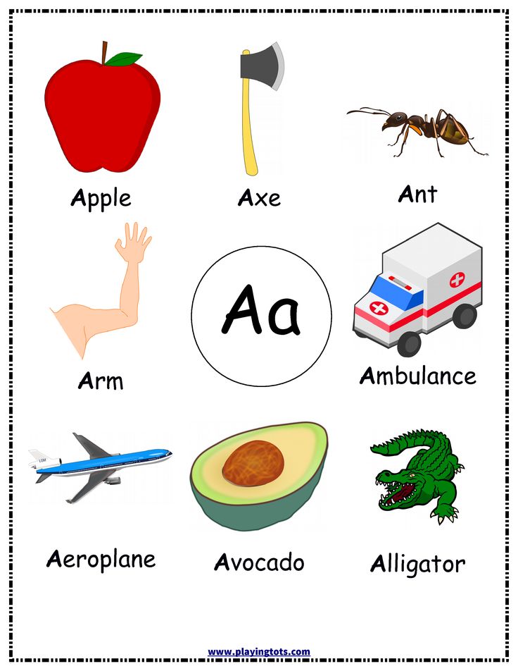 an alphabet worksheet with pictures and words