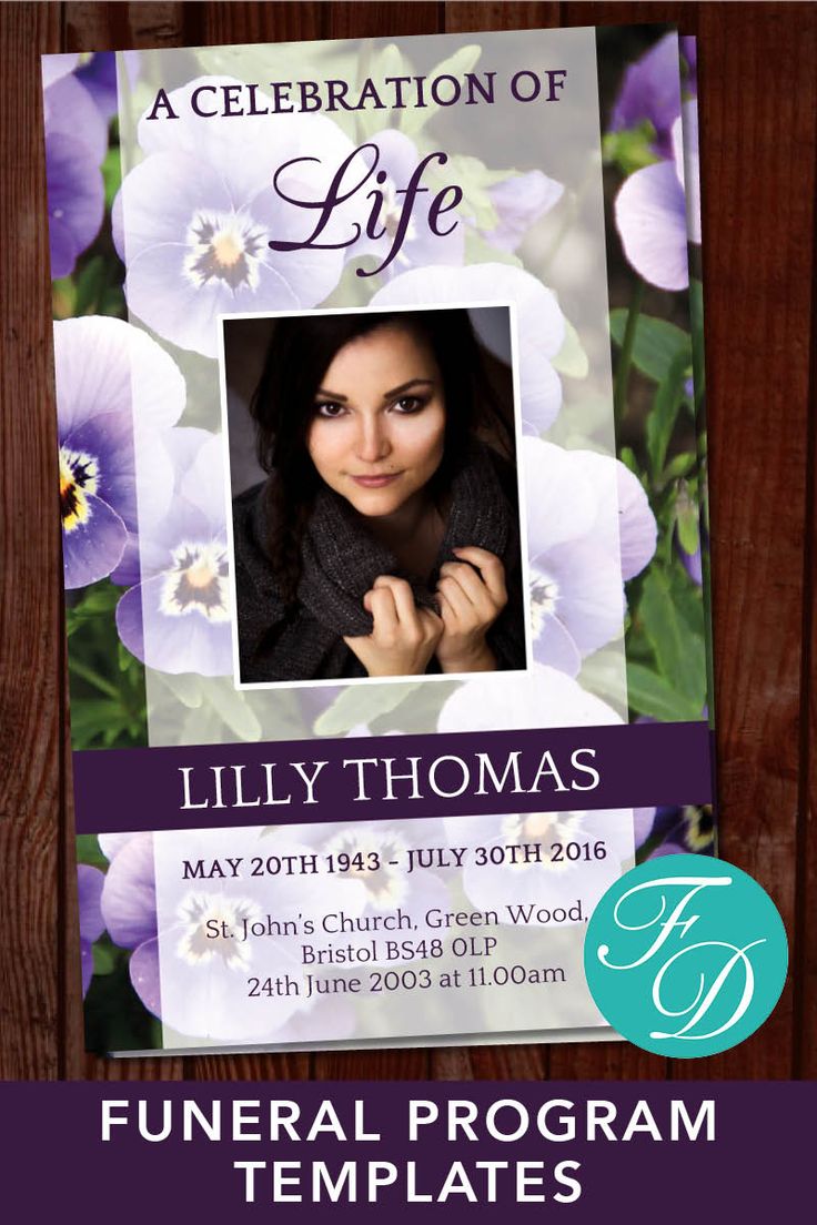 Purple Flowers Funeral Program Template Obituary Template - Etsy UK ...