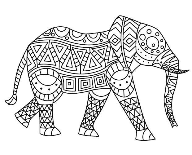 an elephant with patterns on it's body