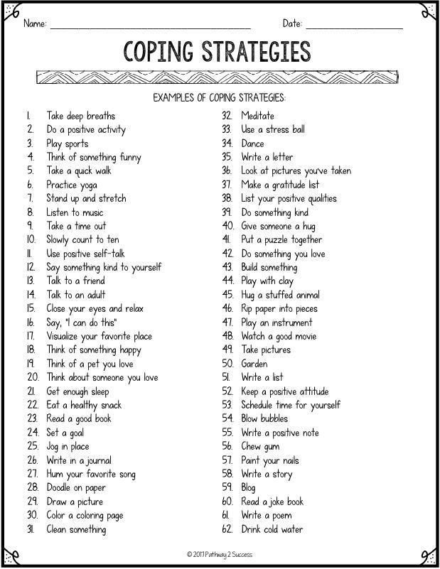 Printable Coping Skills Cards Pdf - Printable World Holiday