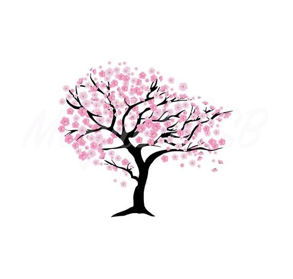 the silhouette of a tree with pink flowers