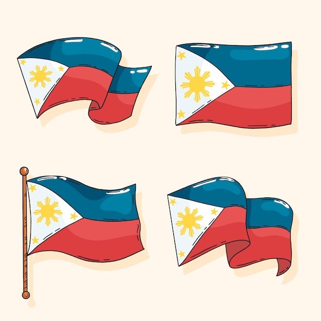 the philippines flag is flying in different directions