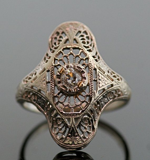 Antique Edwardian 14K White Gold and Diamond by SITFineJewelry, $965.00 Classic Intricate 14k Gold Jewelry, Wedding Filigree Ring With Intricate Design In 14k Gold, Classic 14k Gold Engraved Ring With Intricate Design, Elegant Oval Ring With Intricate Design, Elegant Oval Engraved Ring With Intricate Design, Elegant Engraved 14k White Gold Ring, Vintage White Gold Filigree Jewelry, Antique Diamond Cut Engraved Promise Ring, Vintage Oval Engraved Diamond Ring