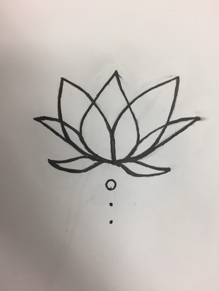 a black and white drawing of a lotus flower