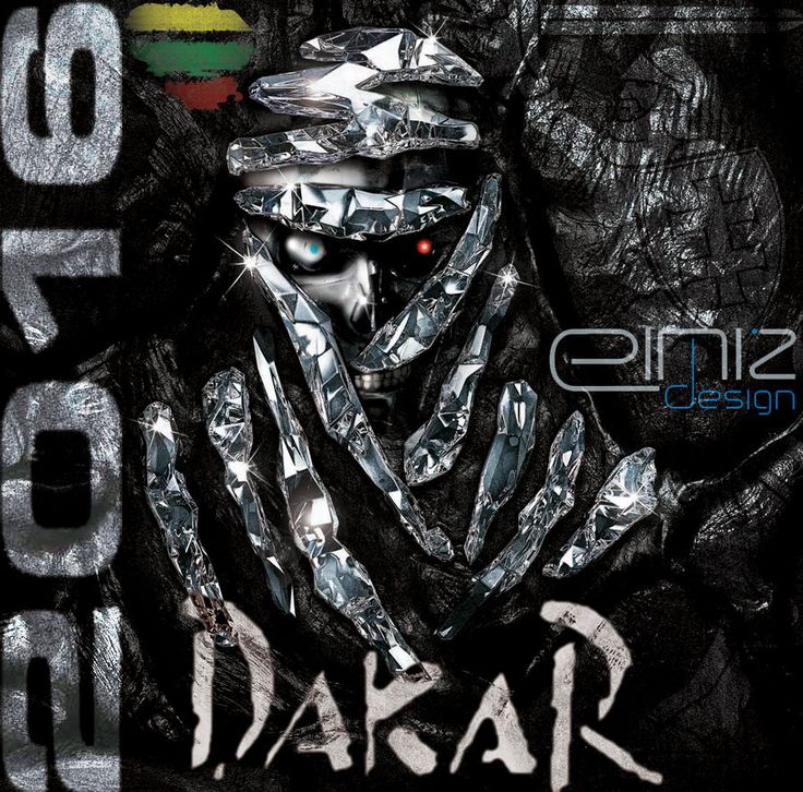 the poster for dakar is shown in black and white