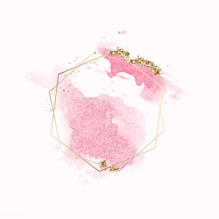 a pink and gold geometric design on a white background with the shape of a hexagonal