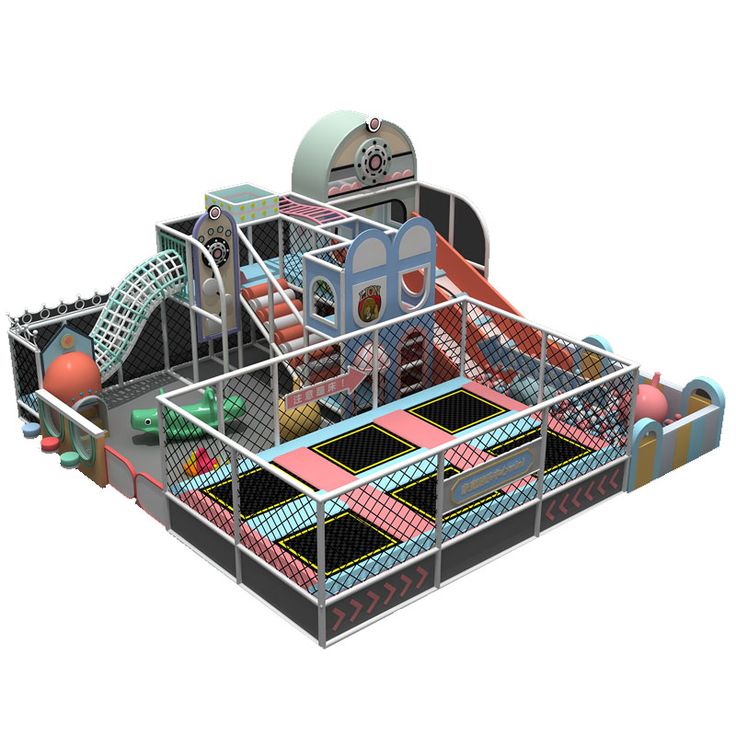 an indoor play area with slides and balls