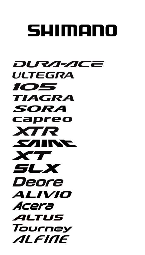 an advertisement for the shimano ultra - force font and numbers set in black on white