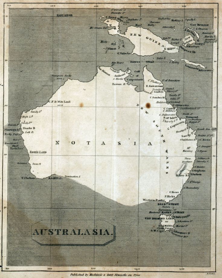 an old map showing australia and other countries