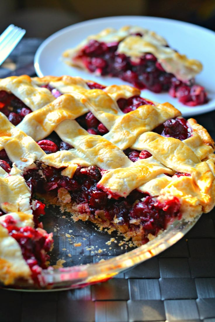 a pie that is sitting on a table