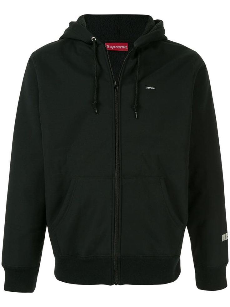 SUPREME SUPREME WINDSTOPPER ZIP UP HOODIE - BLACK. #supreme #cloth Black Supreme, Man Jacket, Supreme Logo, Dope Outfits For Guys, Embroidery Hoodie, Designer Hoodies, Mark Nct, Streetwear Style, The Supreme