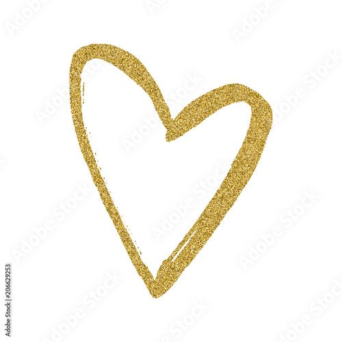 a gold heart shaped outline on a white background