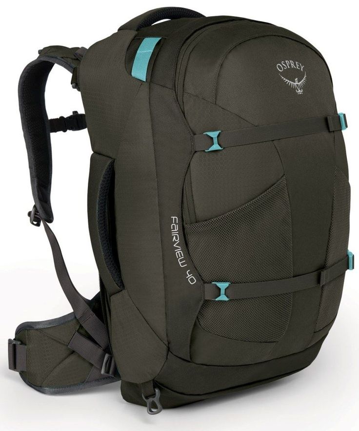 10 Best Travel Backpacks: Best Carry On Travel Backpacks & Daypacks for Travel: The Osprey Fairview 40 is a woman-specific backpack that is popular with travelers. The bag is constructed to meet most airline carry-on requirements and the straps can be stowed away within a zippered panel for storage or check in.  The backpack has full suspension with a mesh back panel and padded harness and hipbelt. #backpack #luggage #travel Best Carry On Backpack, Osprey Farpoint, 40l Backpack, Best Travel Backpack, Osprey Packs, Carry On Size, Misty Grey, Backpacking Tips, Laptop Rucksack