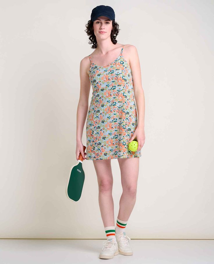 We’ve got your vacations and activities covered thanks to this skort dress’s comfortable and supportive internal bodysuit and lightweight exterior that has quick drying fabric and adjustable straps. Summer Athleisure Dresses With Built-in Bra, Sporty Spring Dresses With Built-in Bra, Stretch Dresses With Adjustable Straps For Vacation, Casual Sleeveless Tennis Dress For Beach, Stretch Mini Dress With Adjustable Straps For Beach, Sleeveless Tennis Dress For Summer Loungewear, Beach Mini Dress With Adjustable Stretch Straps, Casual Summer Dresses With Built-in Bra, Spring Beachwear Mini Dress For Loungewear