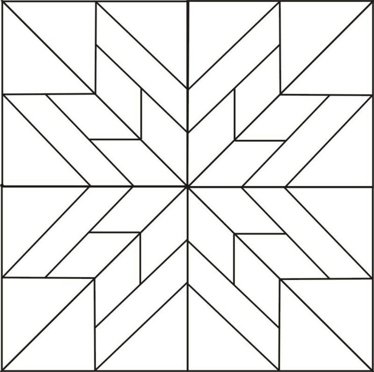 a black and white image of a quilt block with four diagonals in the center