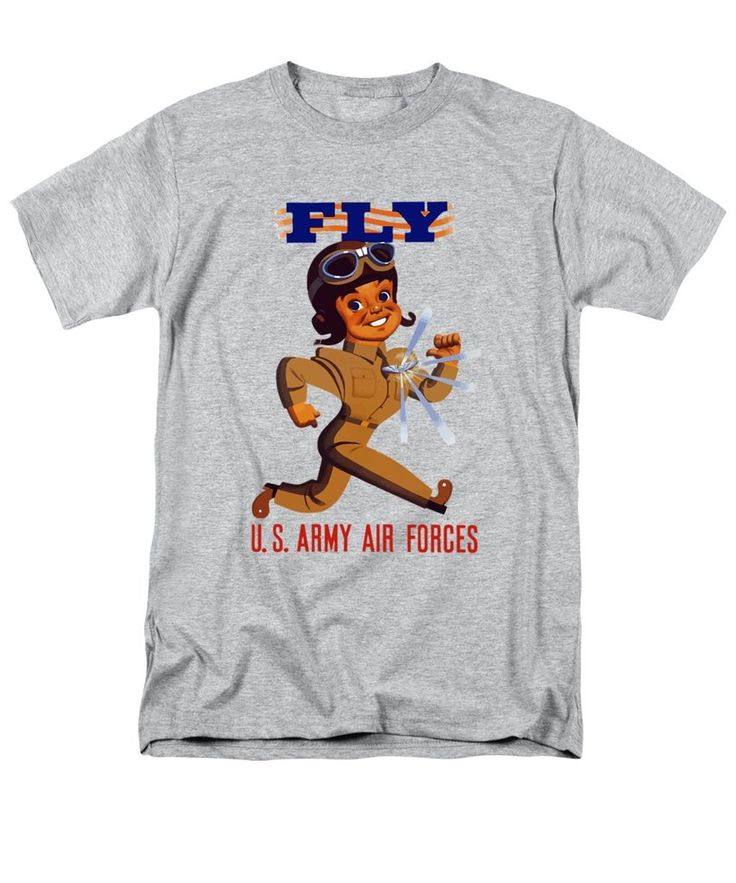 Fly - US Army Air Forces - Men's T-Shirt  (Regular Fit)  This vintage style World War Two design features a cartoon aviator, his pilots wings glowing. It declares, "FLY, U.S. Army Air Forces".  Our t-shirts are made from 100% pre-shrunk, hiqh-quality cotton and are available in five different sizes.   All t-shirts are machine washable. History Wall, Air Forces, Back To Life, One Image, A Cartoon, Us Army, Pilots, Design Features, Vault Boy