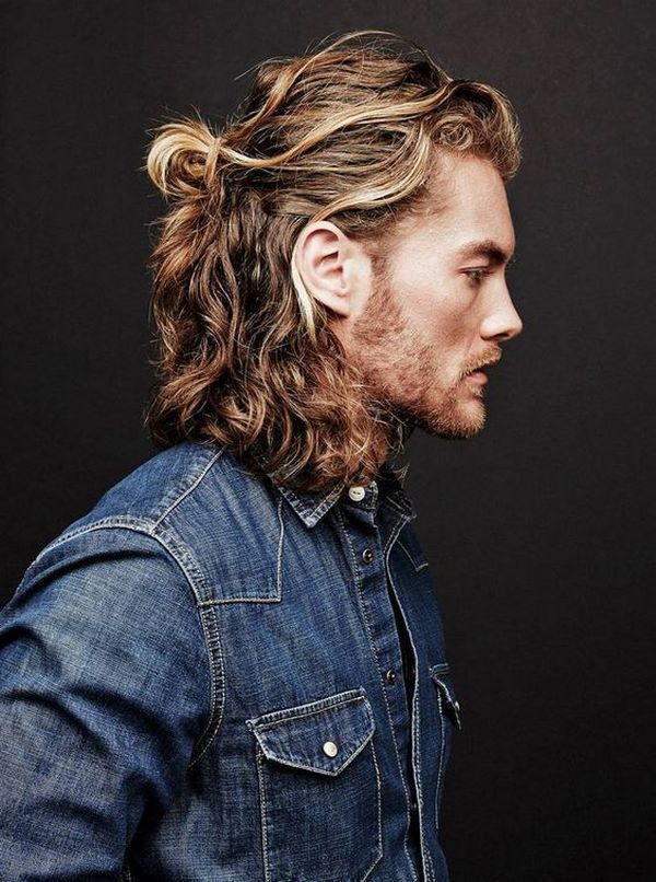 Image of Half up, half down hairstyle for men