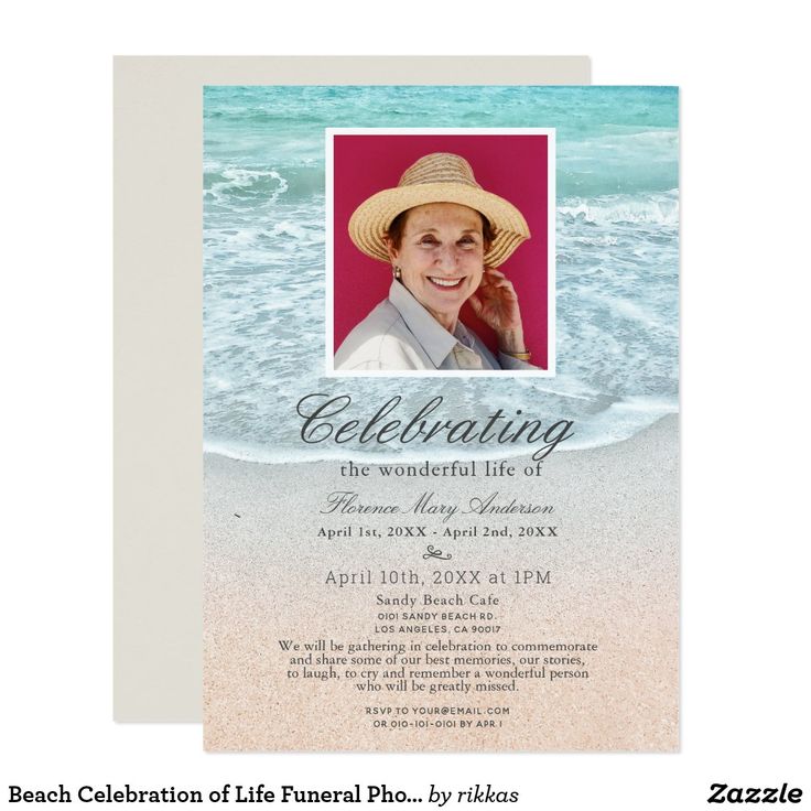 Beach Celebration of Life Funeral Photo Invitation