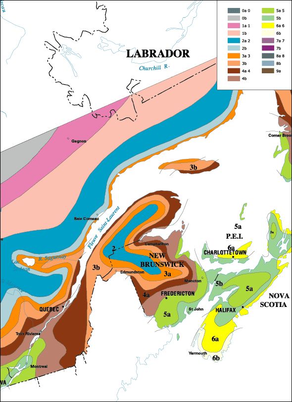 a map showing the distribution of land cover in canada and its major rivers, from 1950 to 2010