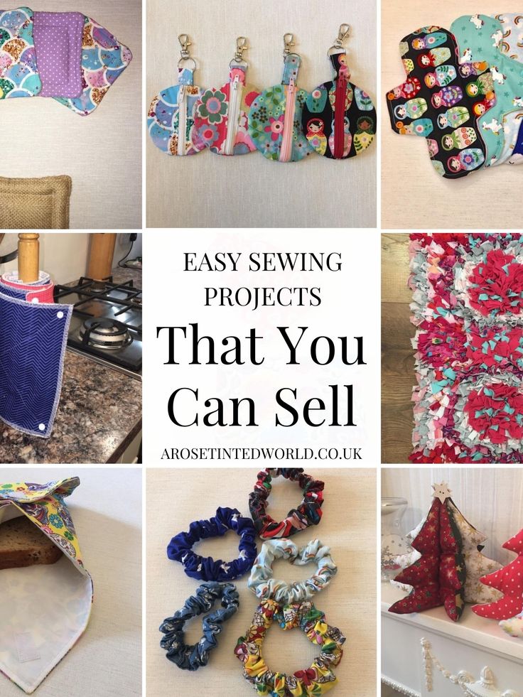 many different types of fabric scraps are shown in this collage with the title easy things to sew from fabric scraps