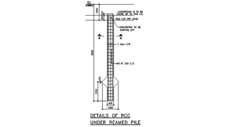 Detail of RCC under reamed pile drawing specified in this file ...