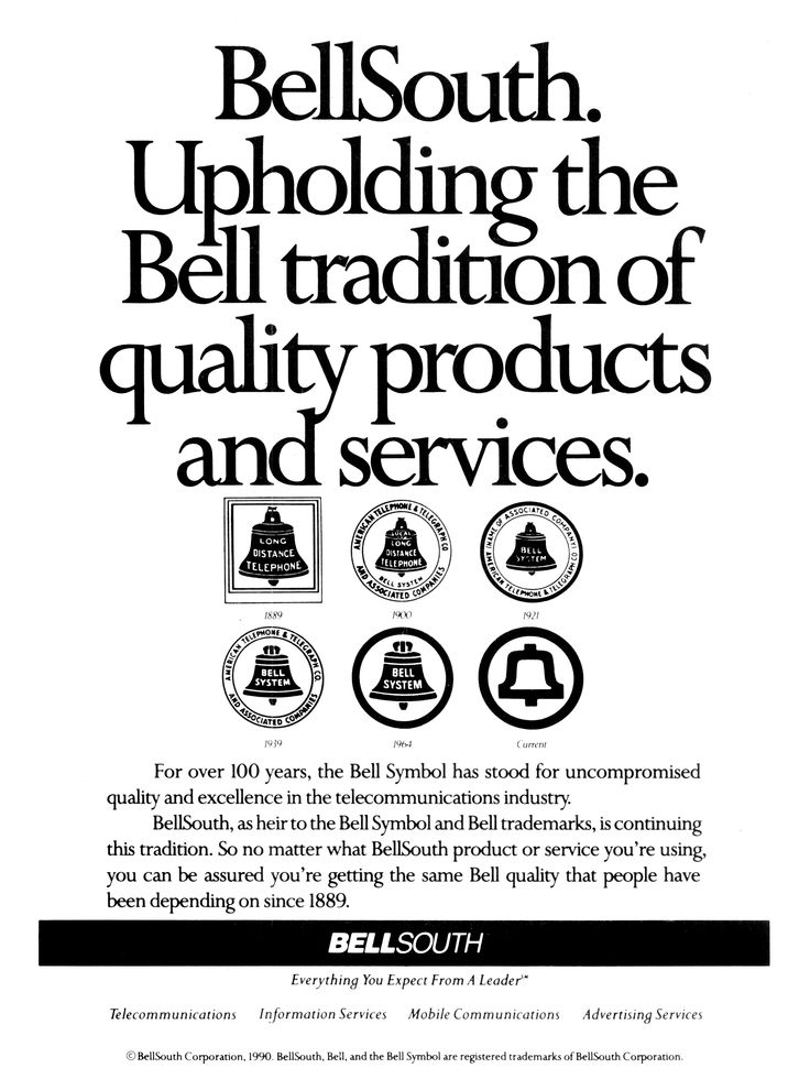 an advertisement for bell's bellsouth, uploading the bell tradition of quality products and services