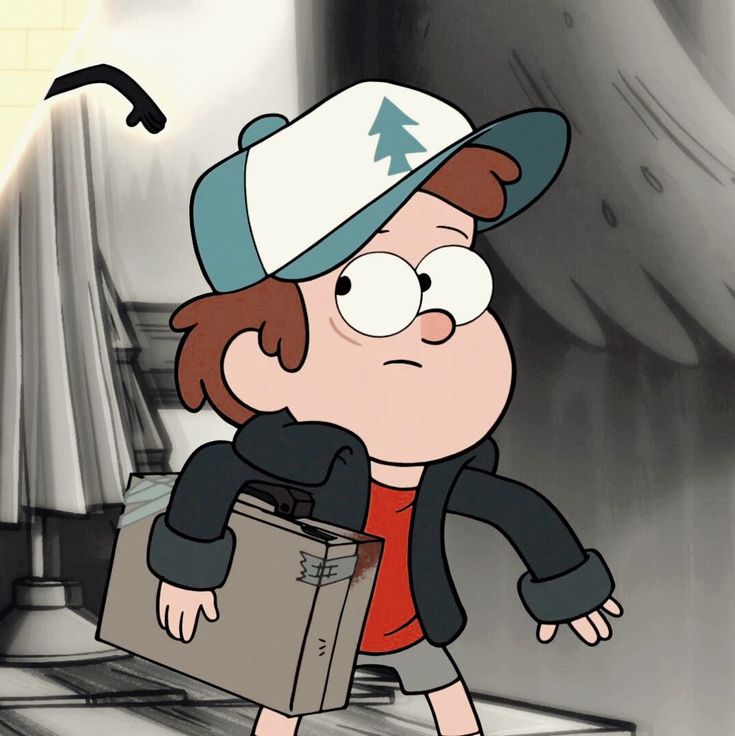 a cartoon character is carrying a briefcase and looking at something on the ground in front of him