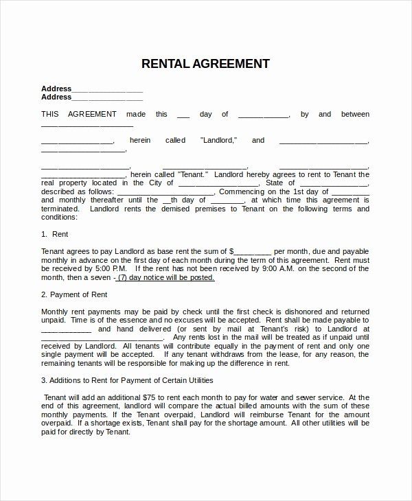 Printable Party Rental Contract Template