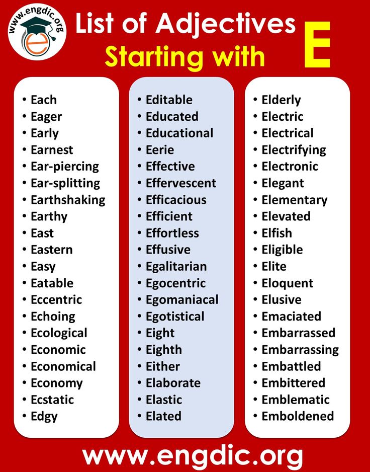 Adjectives that start with e | Positive adjectives, Good vocabulary ...