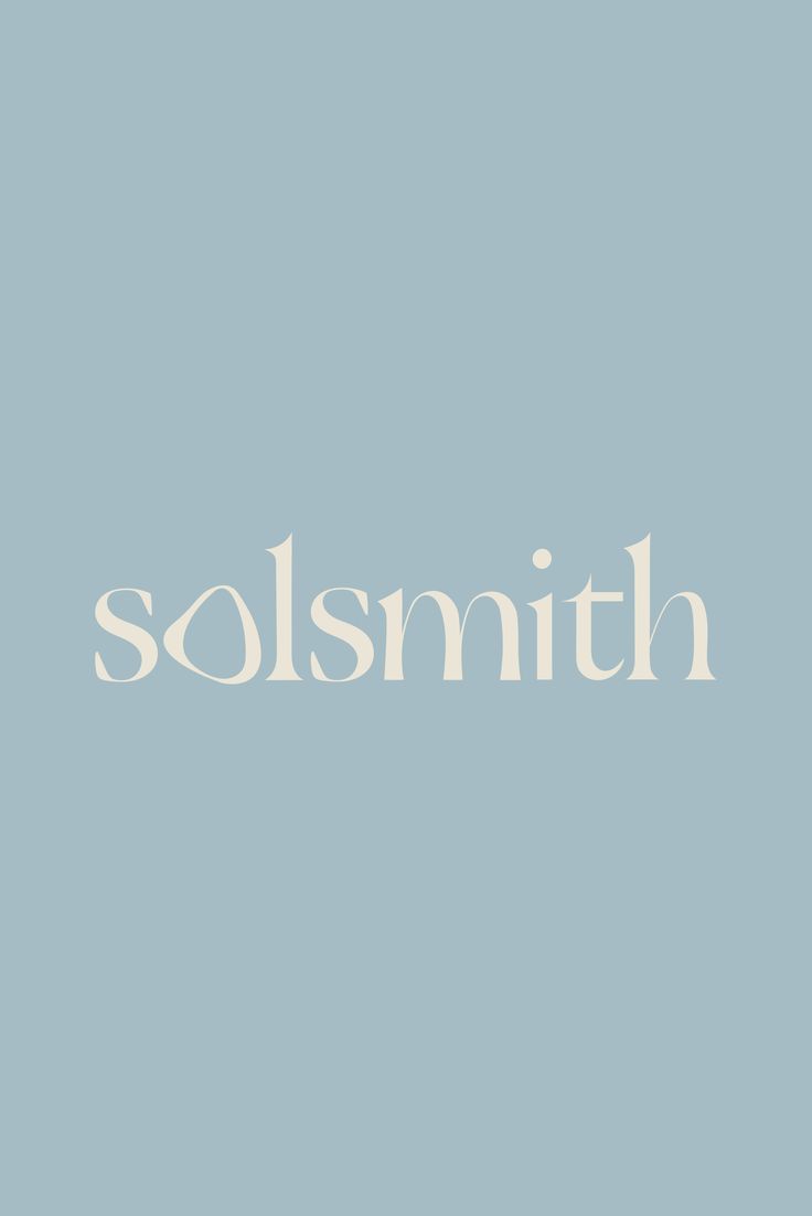 the word solsmoth is written in white on a light blue background with an orange and