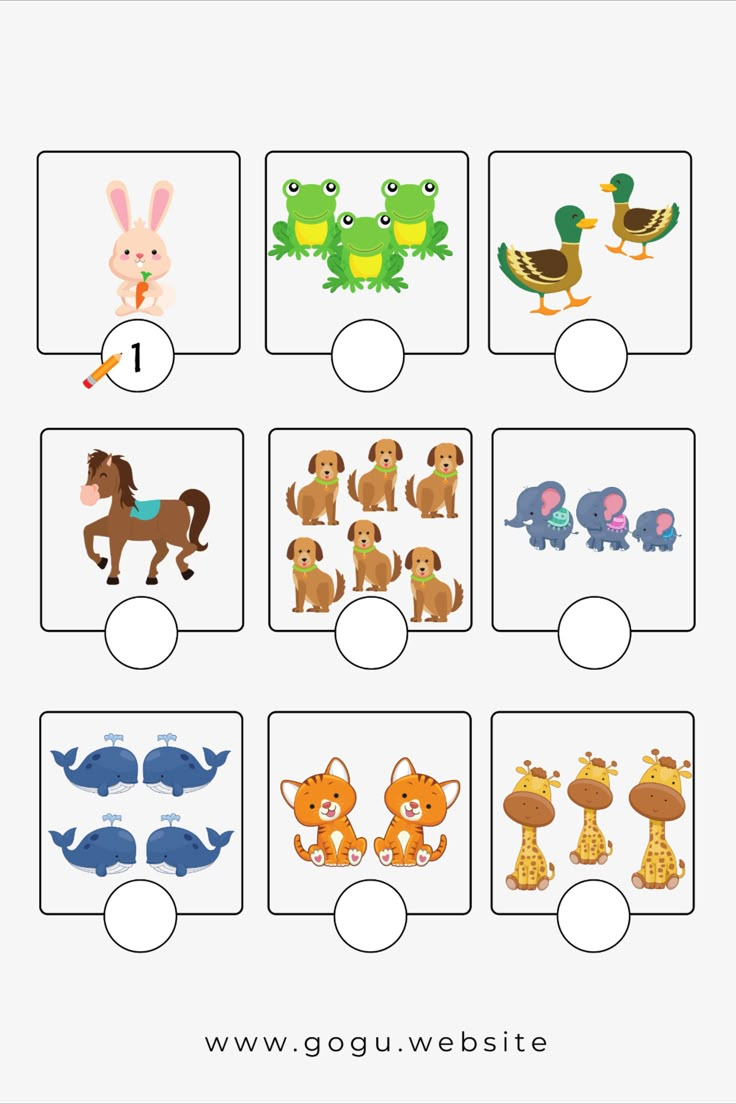 an animal themed worksheet for kids to practice counting and matching ...