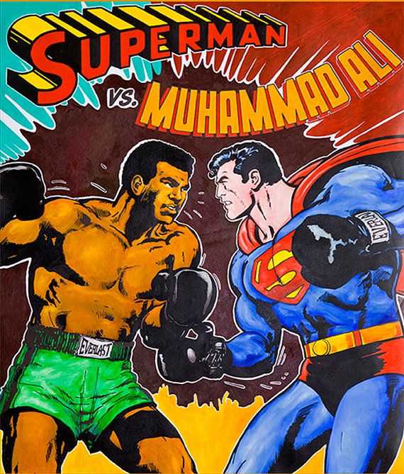 Cartoon Superman vs Muhammad Ali 12x14 Boxing Cartoon, Cartoon Superman, Rocky Balboa Poster, Mohamad Ali, Muhammad Ali Boxing, Superman Comic Books, Hip Hop Classics, Boxing Posters, Muhammed Ali