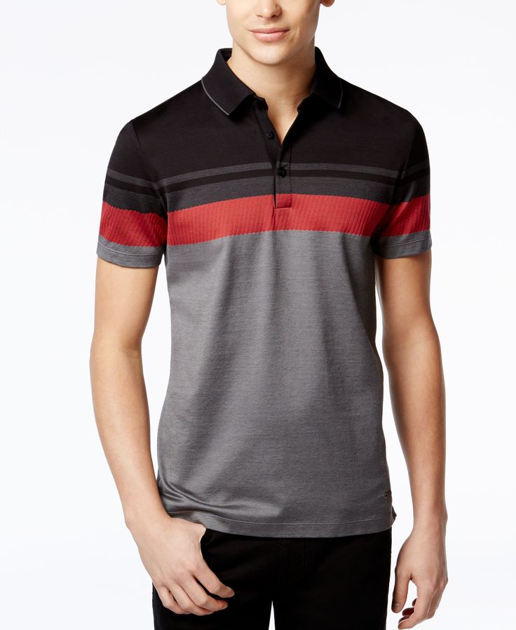 Calvin Klein Premium Colorblocked Polo Polo Shirt Style, Mens Polo T Shirts, Polo Shirt Design, Polo Design, Polo Tees, Polo T Shirts, Striped Polo Shirt, Men Fashion Casual Outfits, Mens Sportswear