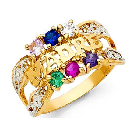 Special ladies fashion cz ring of high quality stunning popular jewelry in solid 14k Gold. Sought after gift of Womens for any occasion. 14k Yellow Gold CZ Madre Ring Mothers Band Mom Stylish Three Stone Multi Color Fashion Size 8.5. Color: Metal Type.  Gender: female.  Age Group: adult. Heart Shaped Engagement Rings, Face Jewelry, Mothers Ring, Band Mom, Face Jewellery, Mother Rings, Popular Jewelry, Rings Jewelry Fashion, Cz Ring