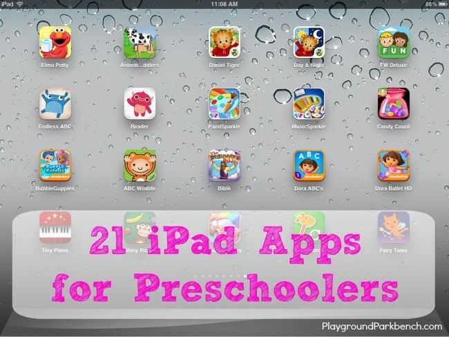 ipad apps for preschoolers with the text, 21 ipad apps for preschoolers