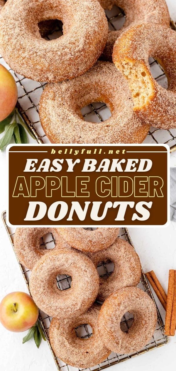 You'll want a glass of milk for this Thanksgiving dessert! Moist, tender, and dipped in cinnamon sugar, these easy apple cider donuts are full of warm flavors in every bite. Save this fall baking recipe to enjoy some old-fashioned baked donuts today! Easy Baked Apples, Cider Donuts Recipe, Apple Cider Donuts Recipe, Apple Cider Donuts Baked, Apple Donuts, Homemade Apple Cider, Baked Apple, Apple Cider Donuts, Breakfast Pastries