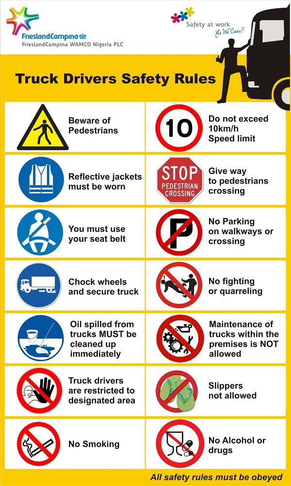 truck drivers safety rules are shown in this graphic above the instructions for how to use them