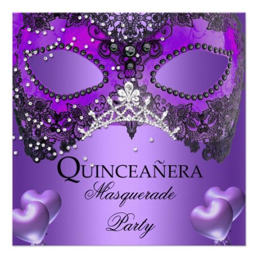 Masquerade Quinceanera 15 Purple Birthday Invitation | Zazzle | Purple ...