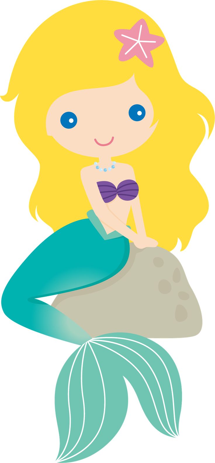 a little mermaid sitting on top of a rock