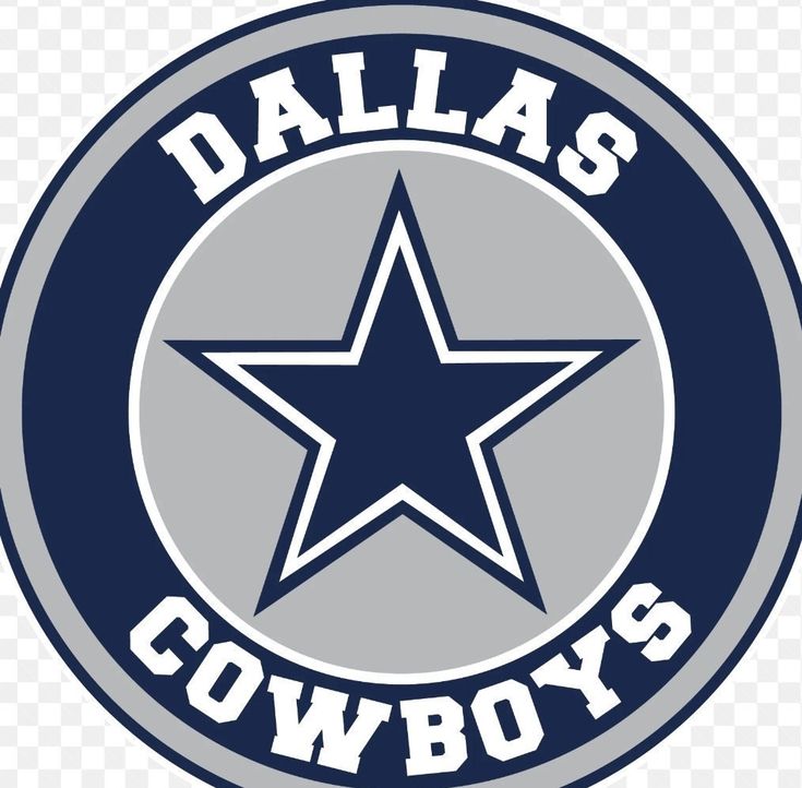 the dallas cowboys logo is shown in blue and gray with white stars on it's center